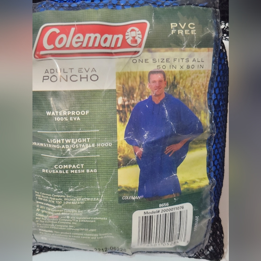 Brand New Coleman Poncho, Adult Size, New